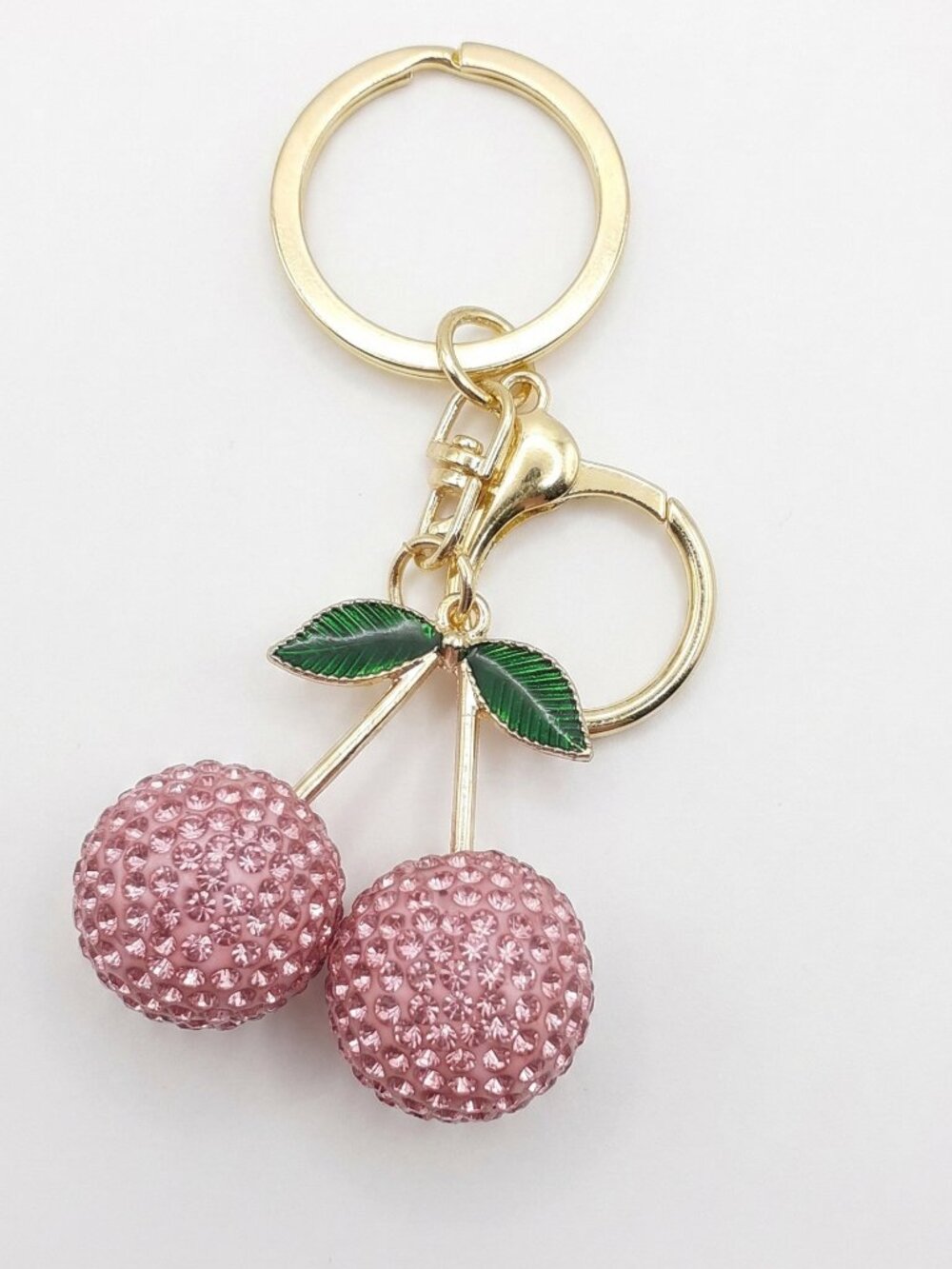 Pink Cherries Bling Keychain